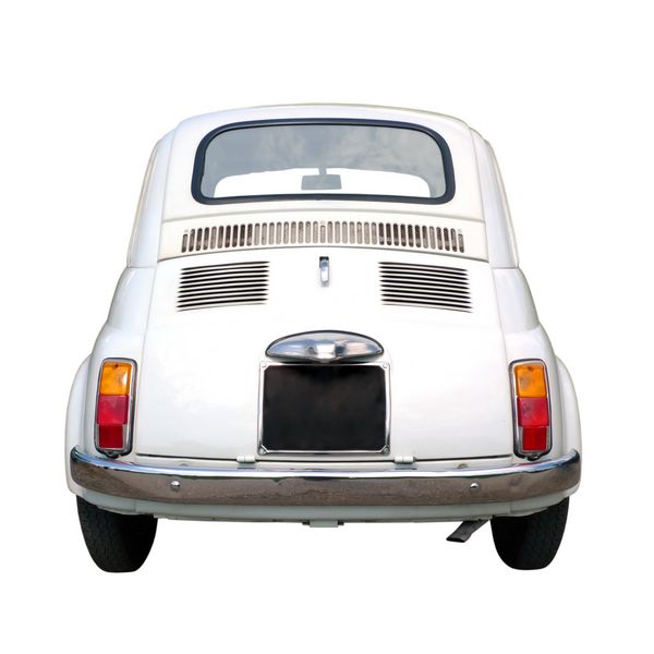 ماشین ایتالیایی قدیمی دهه 60 جدا شده در پس زمینه سفید