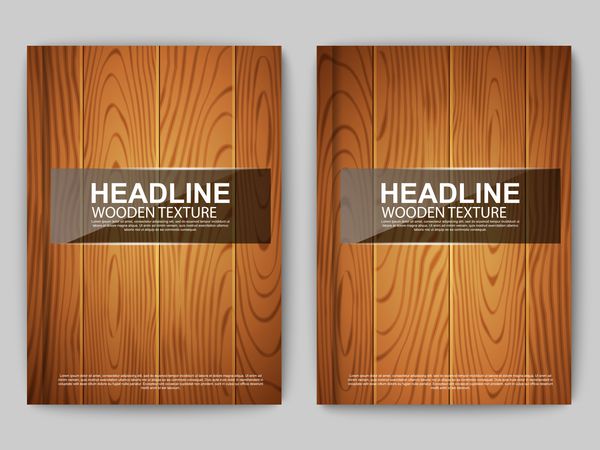 مجموعه ای از طرح وکتور طرح قالب برای پوستر مجله بروشور بروشور با پس زمینه چوبی