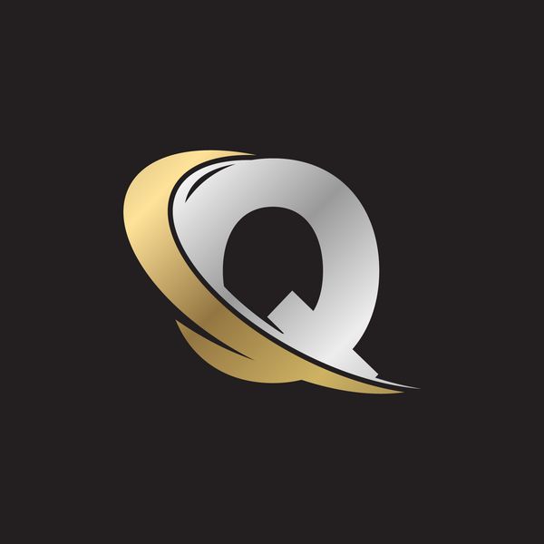 حرف q لوگوی طلایی
