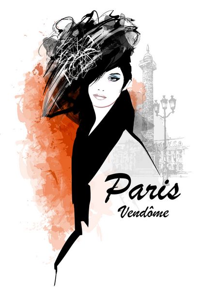زن در پاریس - pl vendome - وکتور
