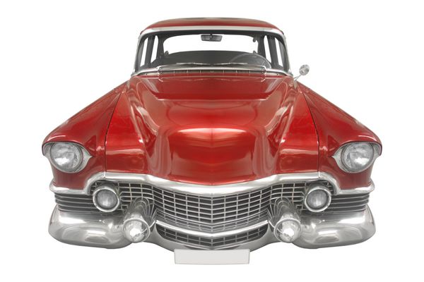 ماشین کلاسیک آمریکایی از دهه 50 جدا شده در پس زمینه سفید