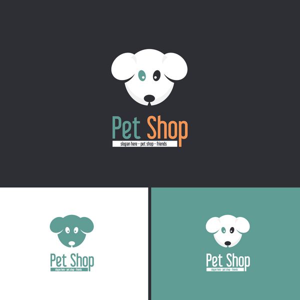 نمادهای وکتور شکل سگ مفهومی پت شاپ آرم علامت الگوی نماد