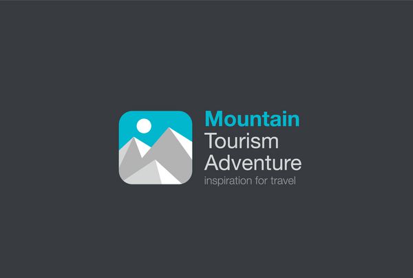الگوی وکتور طراحی لوگو گردشگری ماجراجویی کوهستان نماد برنامه های مفهومی لوگوتایپ سفر
