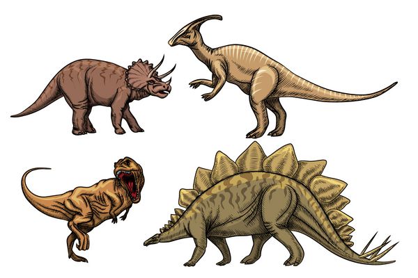 مجموعه شخصیت های دایناسورها تیرانوزوروس شکارچی تری سراتوپ و ولوسیراپتور وکتور
