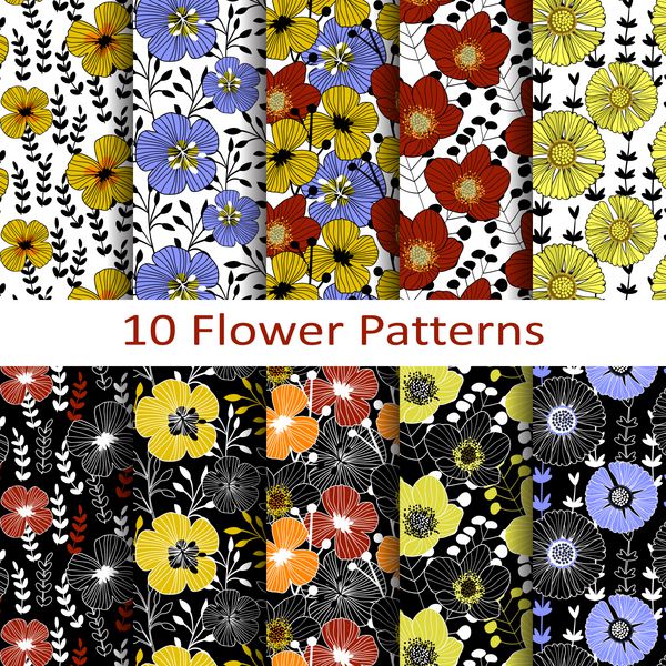 مجموعه ای از ده الگوی گل