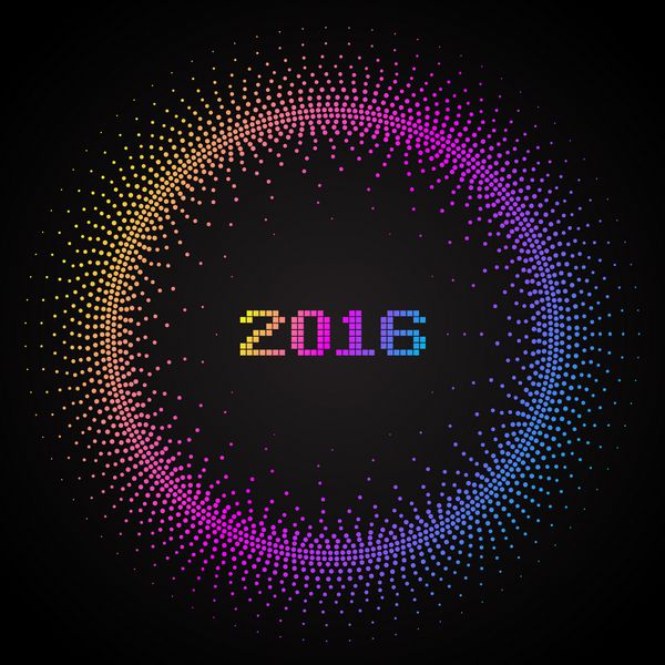 پس زمینه وکتور انتزاعی هنر نقطه ای رنگ های مفهومی cmyk کارت تبریک سال نو 2016