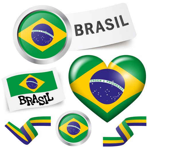 مجموعه ای از نمادهای برزیل و لوازم جانبی بازاریابی