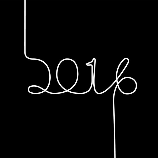 آیکون طرح وکتور سال نو مبارک 2016 ساخته شده با نخ در زمینه مشکی