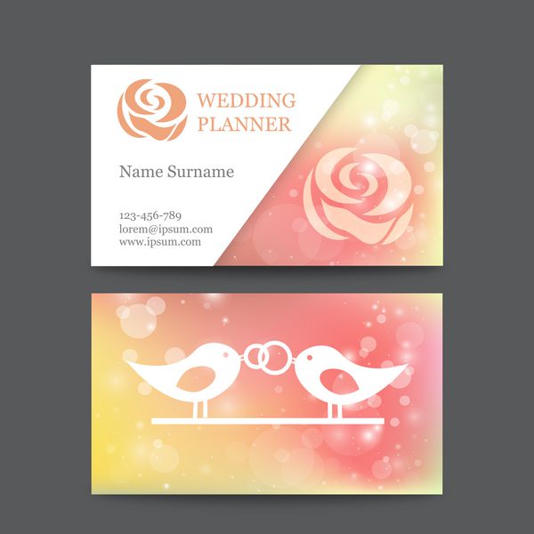 وکتور مدل کارت ویزیت عروسی قدیمی با گل آرم مناسب برای برنامه ریزان عروسی یا صاحبان گل فروشی