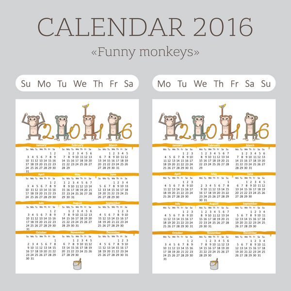 تقویم 2016 میمون های خنده دار 4