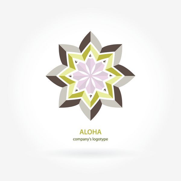 لوگوتایپ aloha لوگو به شکل ستاره آرم شرکت علامت نشان عنصر لوگوی هندسی ساده آرم ماندالا نمادها کسب و کار دعوت نامه ها لوگوی شیک لوگو در رنگ های پاستلی رنگ های پاستلی
