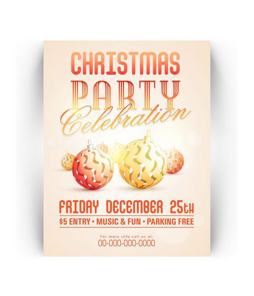 طراحی خلاقانه کارت دعوت با توپ های کریسمس شیک برای جشن جشن کریسمس 25 دسامبر