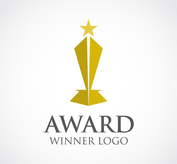 جایزه طلای برنده انتزاعی و طرح لوگو یا الگوی قهرمانان نماد کسب و کار مفهوم نماد هویت شرکت
