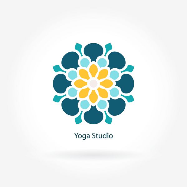 لوگو برای استودیو یوگا تناسب اندام نماد گل قالب طراحی لوگو لوگوی وکتور یوگا آرم شرکت علامت نشان عنصر لوگوی هندسی ساده آرم ماندالا لوگوی گل جوانه های روشن برگ