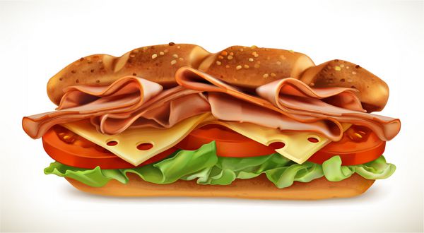 ساندویچ بزرگ با گوشت و پنیر نماد وکتور