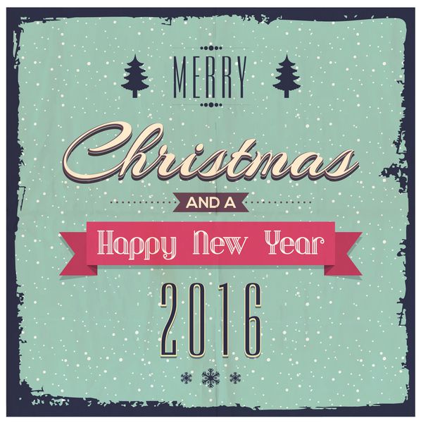 طرح کارت پستال قدیمی برای جشن کریسمس مبارک و سال نو مبارک 2016