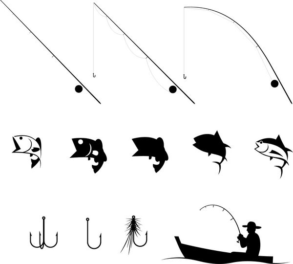 مجموعه ای از ماهیگیری گرافیکی