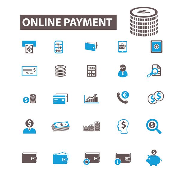 پرداخت آنلاین پول نمادهای بانکی مفهوم بردار نشانه ها برای اینفوگرافیک تلفن همراه وب سایت برنامه