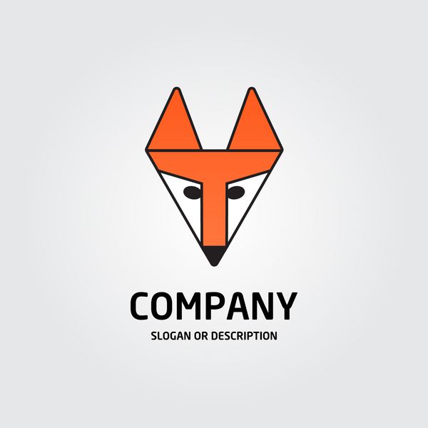 شرکت آرم اوریگامی روباه نارنجی - وکتور جدا شده