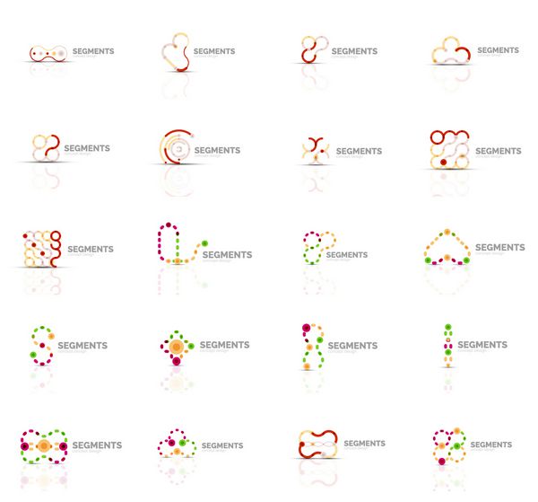 مجموعه ای از لوگوهای انتزاعی خطی چرخش دایره حلقه بی نهایت و مفاهیم دیگر الگوهای برند لوگوتایپ