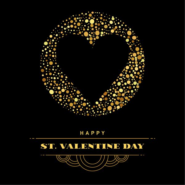 کارت تبریک روز با قلب طلایی و متن دست نویس با روبان قرمز نماد عشق