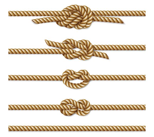 مجموعه حاشیه طناب پیچ خورده زرد جدا شده روی سفید وکتور