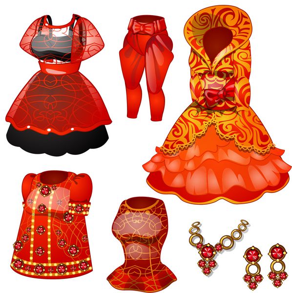 لباس قرمز و جواهرات در سبک رترو بردار