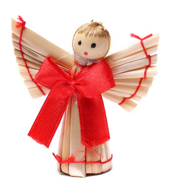فرشته تزئینات دست ساز کریسمس از نی سوغاتی سنتی چک جدا شده روی سفید