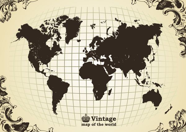 نقشه قدیمی قاب جهان وکتور