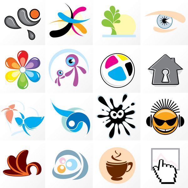 لوگوهای انتزاعی و عناصر طراحی - وکتور با رنگ های قابل ویرایش آسان بدون شیب