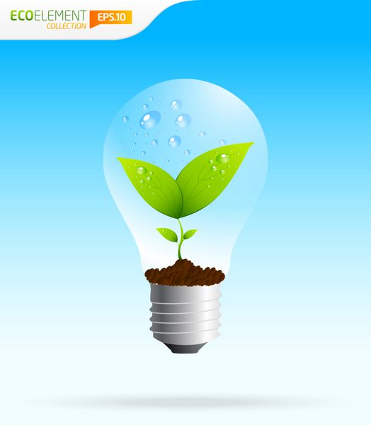 الگوی لامپ نماد سبز محیط زیست صرفه جویی در انرژی