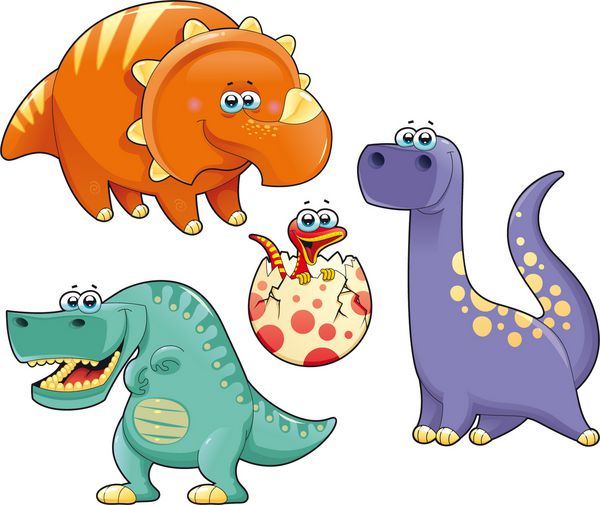 گروه دایناسورهای بامزه شخصیت های جدا شده کارتونی و وکتور