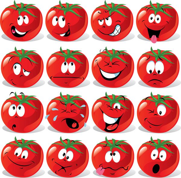 گوجه فرنگی کارتونی با عبارات بسیار