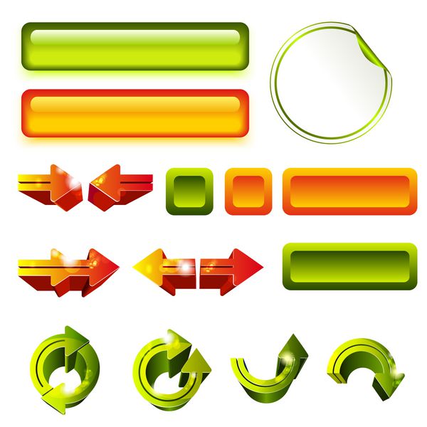 مجموعه ای از عناصر سبز و نارنجی برای وب سایت