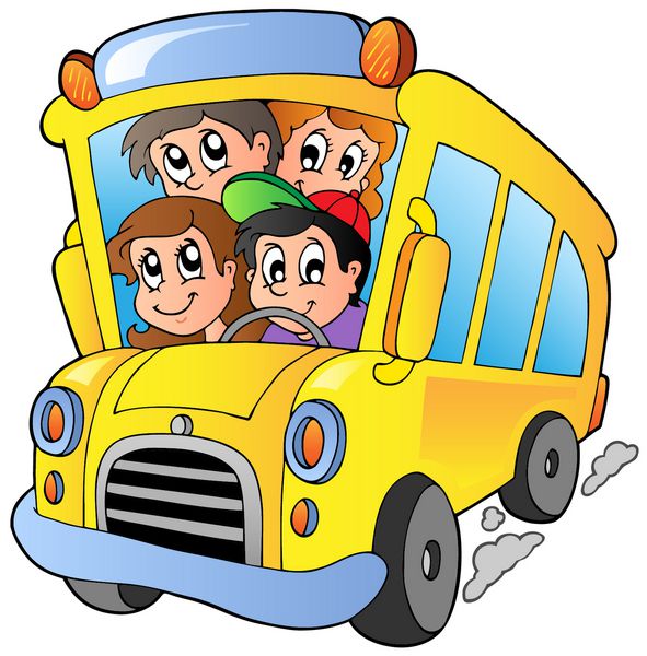 اتوبوس مدرسه با کودکان شاد - وکتور