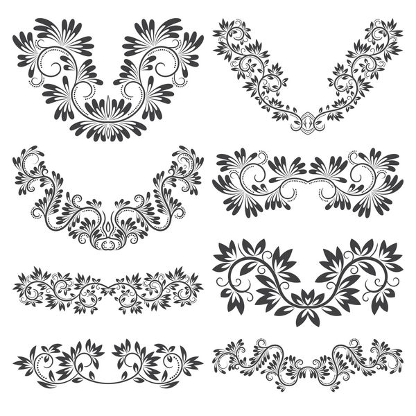 طراحی مجموعه عناصر زینتی گل به سبک وینتیج