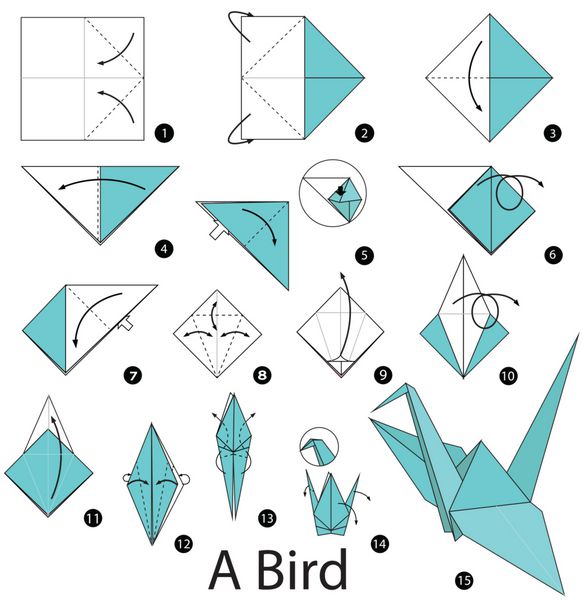 آموزش گام به گام ساخت اوریگامی پرنده