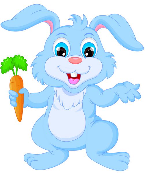 کارتونی خرگوش شاد هویج در دست