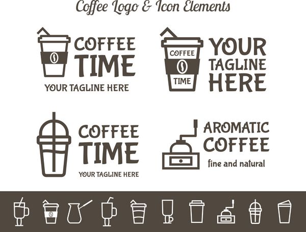 مجموعه ای از عناصر وکتور قهوه و آیکون های خط رستوران تصویر لوازم جانبی می تواند به عنوان لوگو برچسب در کافه آیکون برای اینفوگرافیک وب سایت یا چاپ استفاده شود کیفیت برتر طراحی هیپستر