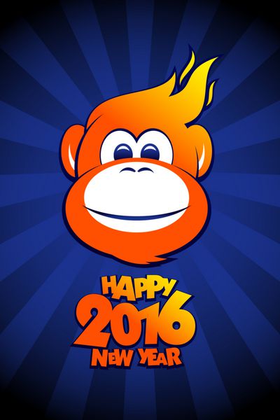 کارت میمون آتشین سال 2016 مبارک