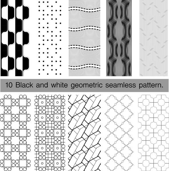 10 الگوی بدون درز هندسی سیاه و سفید
