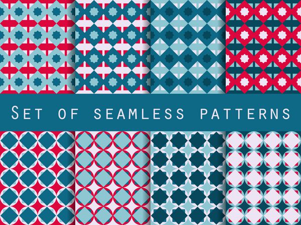 مجموعه ای از الگوهای بدون درز الگوهای هندسی الگوی کاغذ دیواری کاشی پارچه و طرح وکتور