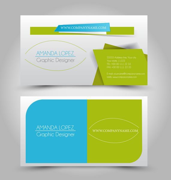 قالب مجموعه کارت ویزیت برای هویت تجاری سبک شرکتی رنگ سبز و آبی وکتور
