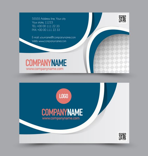 قالب مجموعه کارت ویزیت برای هویت تجاری سبک شرکتی رنگ آبی و سفید وکتور