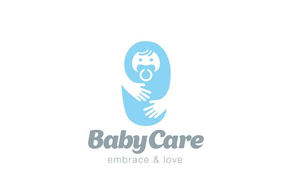 وکتور طراحی لوگو مراقبت از نوزاد نماد نشان‌واره مراقبت‌های بهداشتی