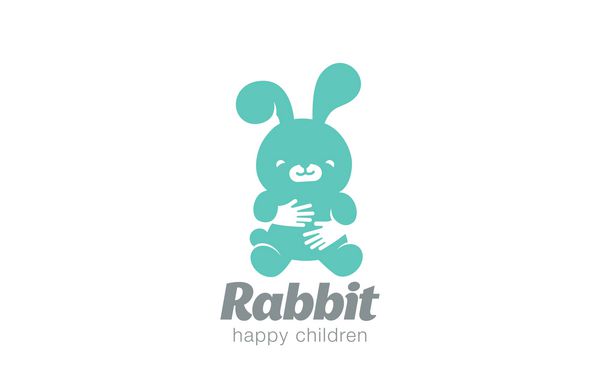 طراحی لوگوی خرگوش اسباب بازی خنده دار نماد خرگوش sp منفی