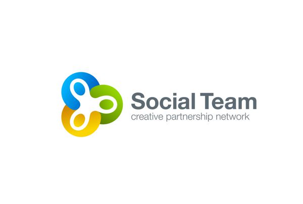 لوگوی اجتماعی کار تیمی مردان دست در دست کار تیمی دوستی