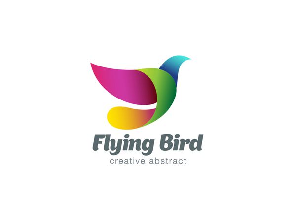 وکتور طراحی لوگوی انتزاعی پرنده پرنده نماد کبوتر رنگارنگ