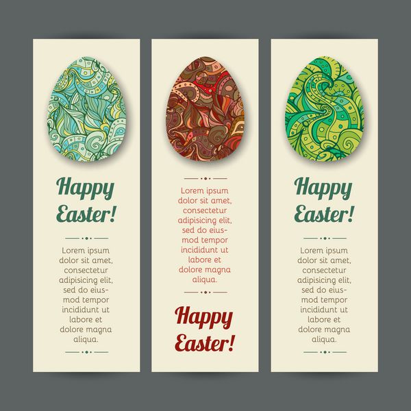الگوهای بنر وکتور عید پاک با sp برای متن با تخم مرغ های تزئین شده پیزلی مناسب برای طراحی بنر جزوه جزوات