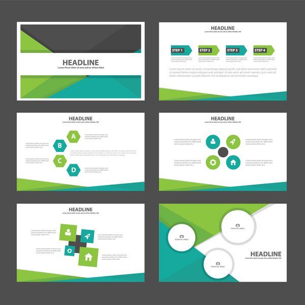 الگوهای ارائه سبز مشکی عناصر اینفوگرافیک مجموعه طراحی مسطح برای بروشور تبلیغاتی بروشور تبلیغاتی